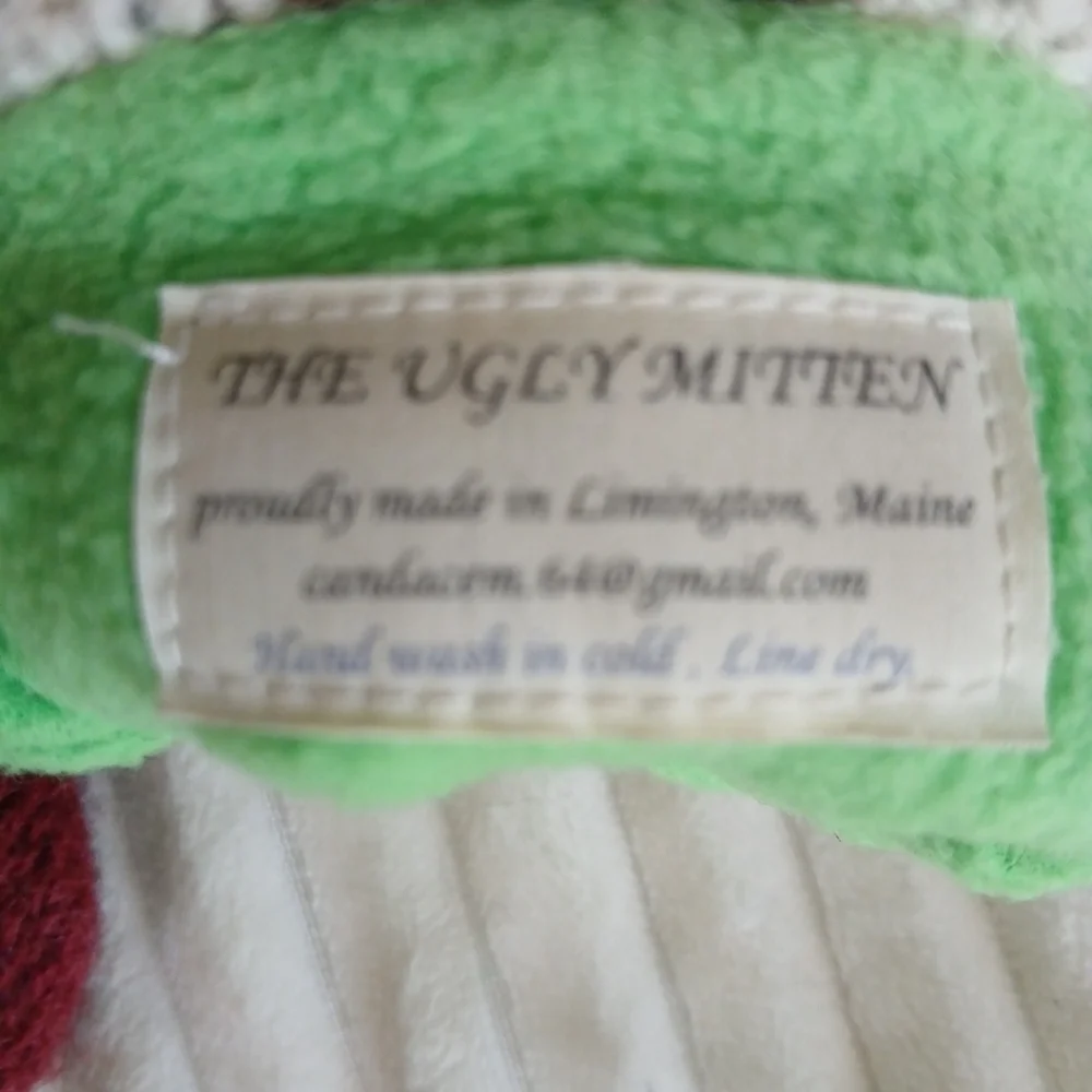 The Ugly Mitten, Hand Made From MAINE. Wool/Fleece Lining. Unique, Medium.